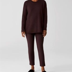 NEW EILEEN FISHER Burgundy Wine STRETCH CREPE SLIM ANKLE PANTS XL